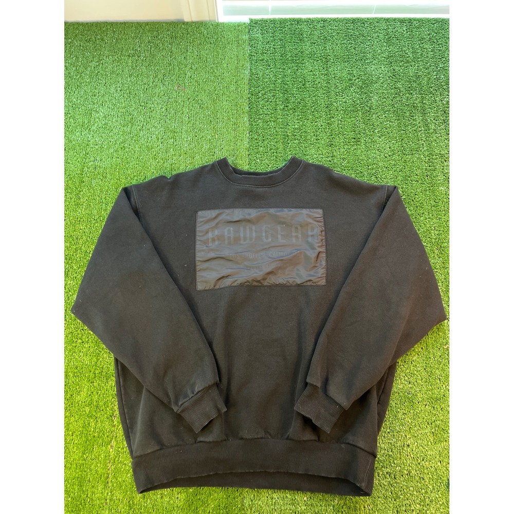 Rawgear Los Angeles Crewneck Sweatshirt Black Oversized Logo Patch Mens XL